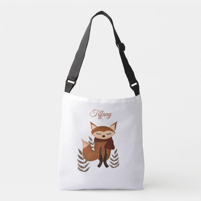 Bolsa Ajustável Ilustração de Raposa Fofa de Inverno (Frente)