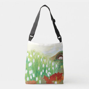 Bolsa Ajustável Ilustração de Snowdrops Floridos e um Ouriço