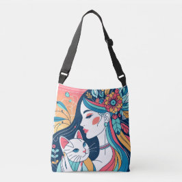Bolsa Ajustável Ilustração Gráfica de Senhora Cat