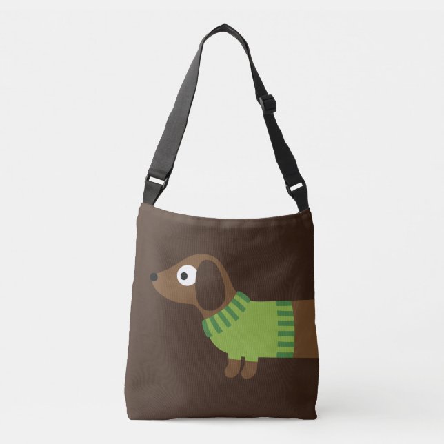 Bolsa Ajustável Ilustração longa bonito do Dachshund (Frente)