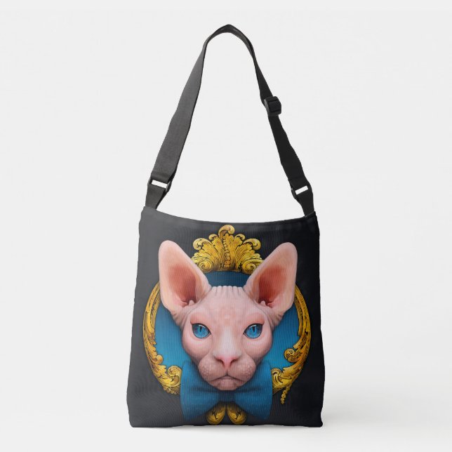 Bolsa Ajustável Ilustração rosa do gato Sphynx (Frente)