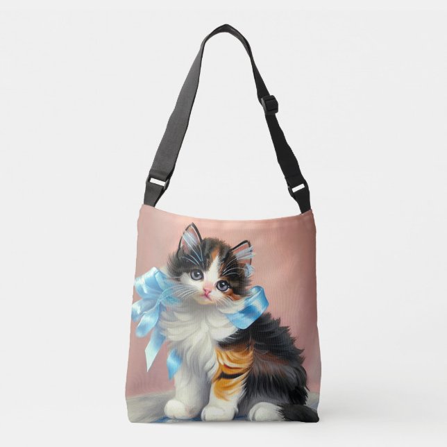Bolsa Ajustável Ilustração Vintage Calico Kitten (Frente)