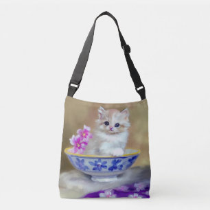 Bolsa Ajustável Ilustração Vintage White Kitten