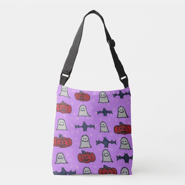 Bolsa Ajustável Impressão de Diversão do Halloween Roxo (Frente)