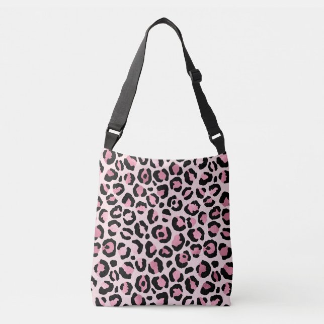 Bolsa Ajustável Impressão de Leopardo Negro e Rosa-Chic (Frente)