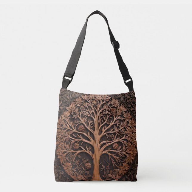 Bolsa Ajustável impressão de madeira de árvores 3D Warah (Frente)