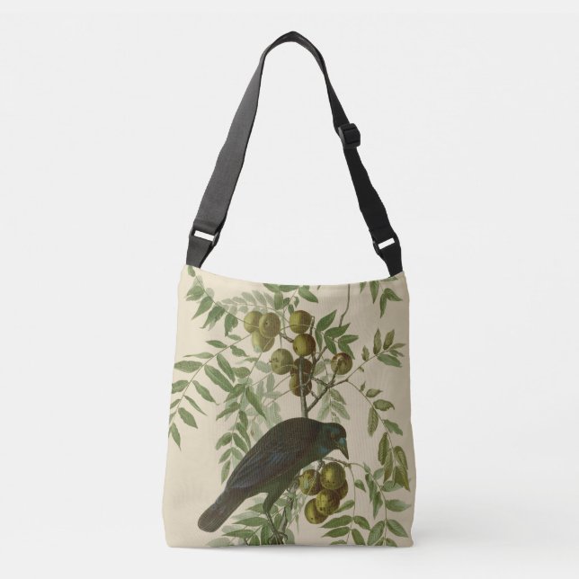 Bolsa Ajustável Impressão de Pássaro Grackle Roxo de Audubon Vinta (Frente)