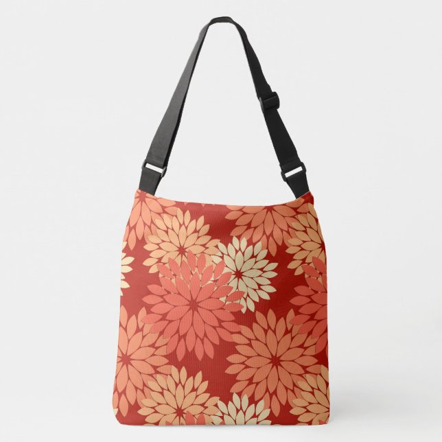 Bolsa Ajustável Impressão floral moderno do quimono, tanjerina (Frente)