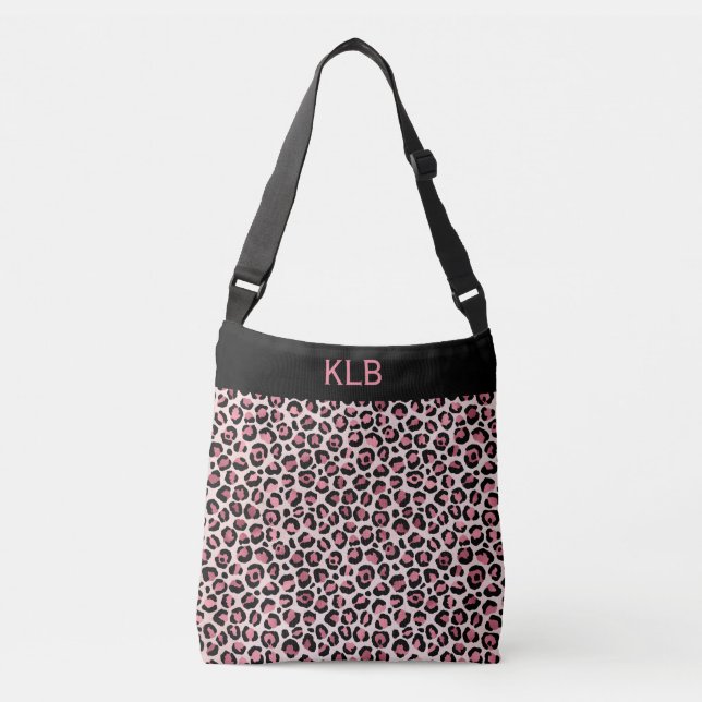 Bolsa Ajustável Impressão Pink e Leopardo Preto Monograma (Frente)