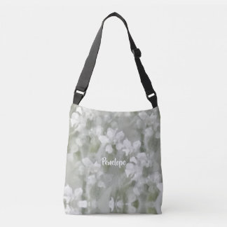 Bolsa Ajustável Impressionista Branco Arte Botânica com Nome
