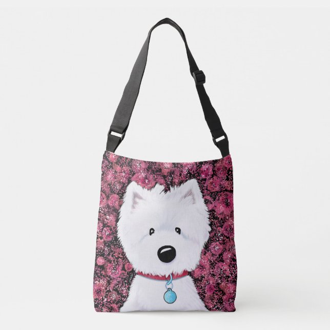 Bolsa Ajustável Impressões Florais Fluffy Westie (Frente)