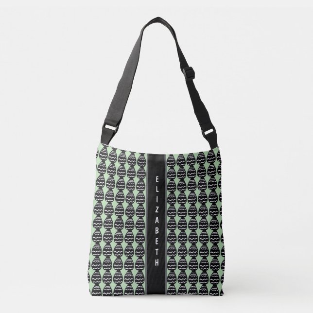 Bolsa Ajustável Incrível padrão verde e preto moderno (Frente)