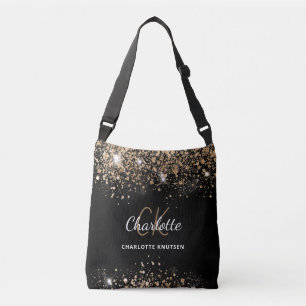 Bolsa Ajustável Iniciais monograma brilho ouro preto
