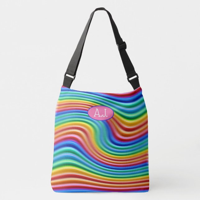 Bolsa Ajustável Iniciais personalizadas do Rainbow Pride Large Tot (Frente)