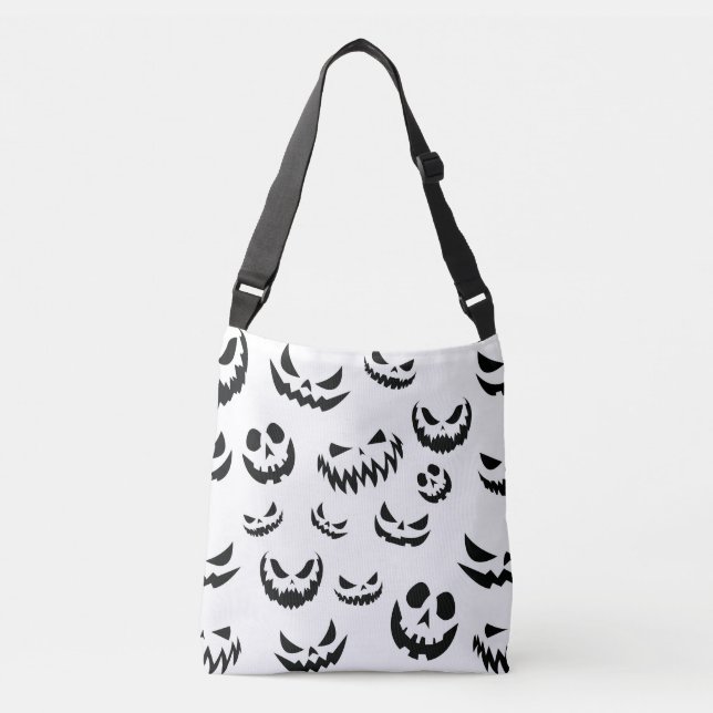 Bolsa Ajustável Jack O Lanterna Pumpkin Rosto Preto e Branco (Frente)