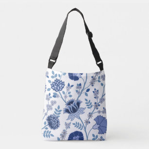Bolsa Ajustável Jacobean Floral Lg Pattern Blue em Branco