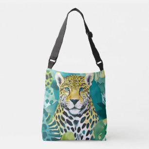 Bolsa Ajustável Jaguar Leopardo Grande Felino Cores Azul Turquesa