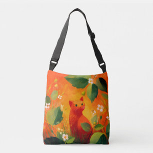 Bolsa Ajustável Jardim de Flores Silvestres de Gato Vermelho Capri