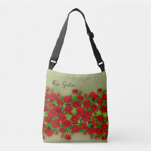 Bolsa Ajustável Jardim de Rosas Vermelhas Vibrantes Padrão Floral
