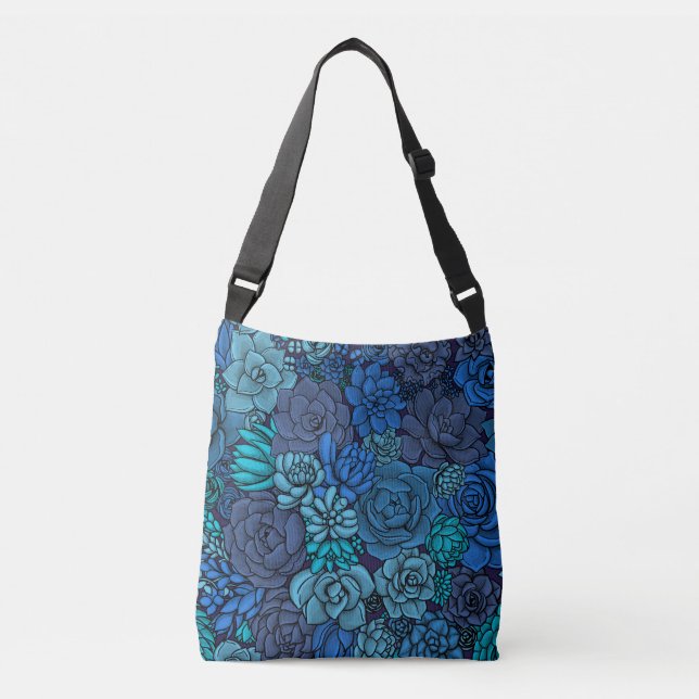 Bolsa Ajustável Jardim de sucata em azul (Frente)