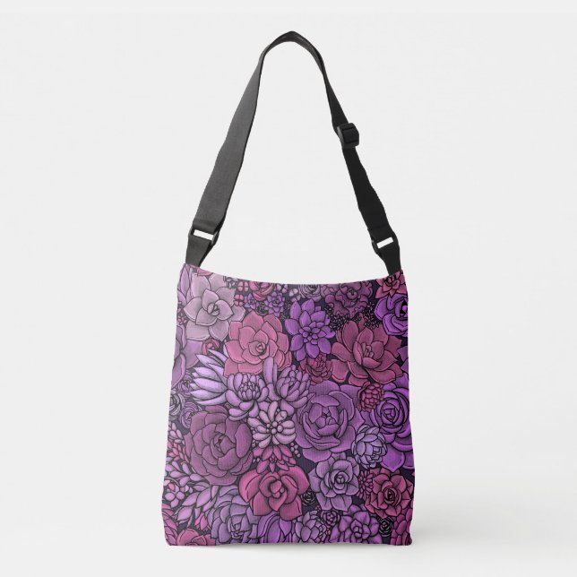 Bolsa Ajustável Jardim de sucata em rosa e violeta (Frente)