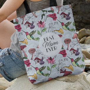Bolsa Ajustável Jardim Floral Blue Humingbird Melhor Mãe