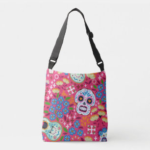 Bolsa Ajustável Jardim Floral do Crânio de Música Rosa