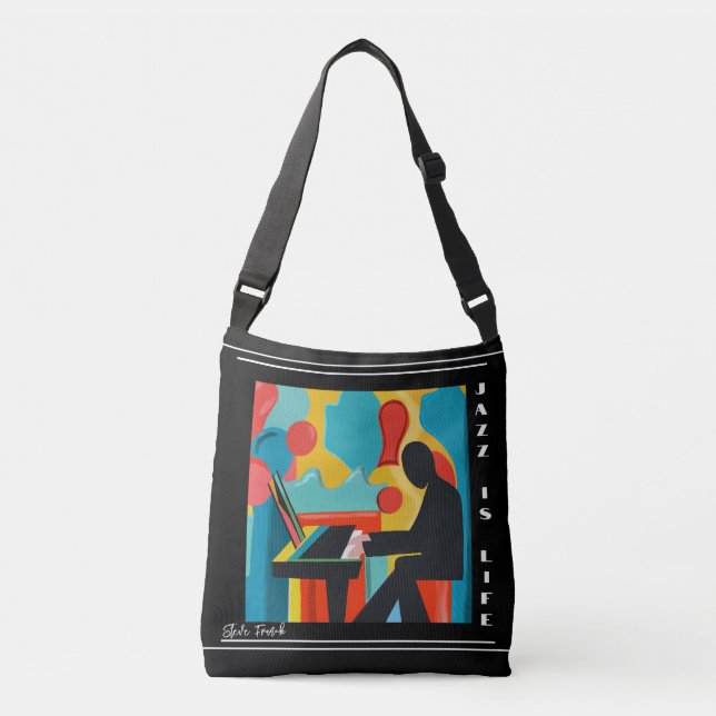 Bolsa Ajustável Jazz é a Vida A pintura de óleo pianista personali (Frente)
