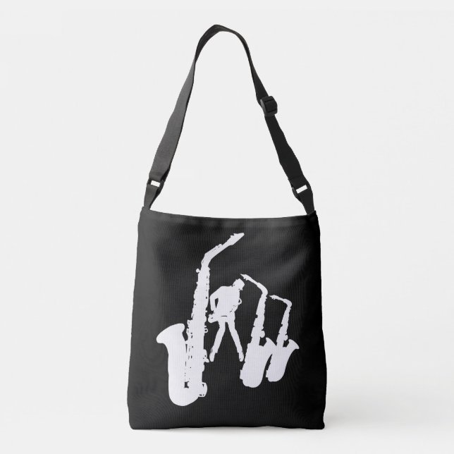 Bolsa Ajustável Jazzman White saxofonist Sax Black Bag (Verso)
