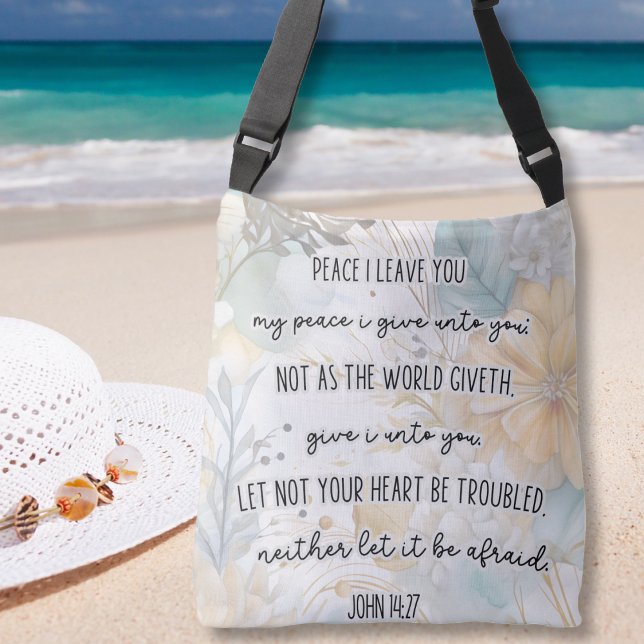 Bolsa Ajustável John 14:27, Paz, Bíblia Verse Bohemian Floral (Criador carregado)