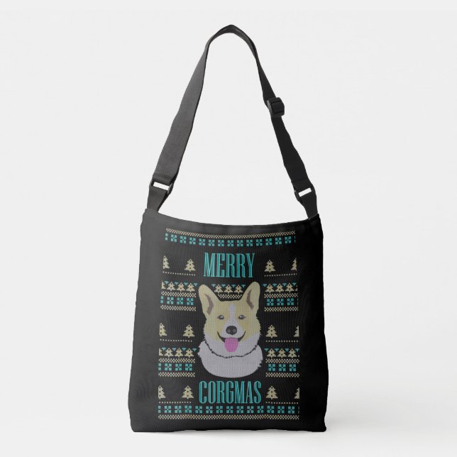 Bolsa Ajustável Joyeux Corgmas Ugly Christmas Corgi (Frente)