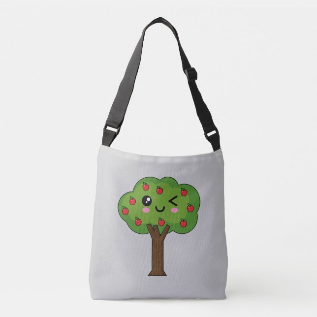 Bolsa Ajustável Kawaii Happy Winking Apple Tree (Frente)