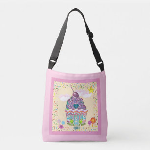 Bolsa Ajustável Kids Cupcake House and Candy Pink Purple Bag