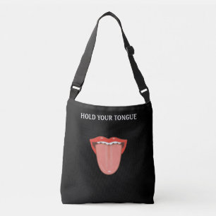 Bolsa Ajustável Lábios com dentes e língua para fora em preto