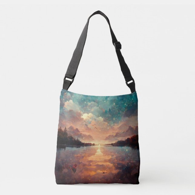 Bolsa Ajustável Lago Dreamlike E Sunset | Pintura paisagística (Frente)