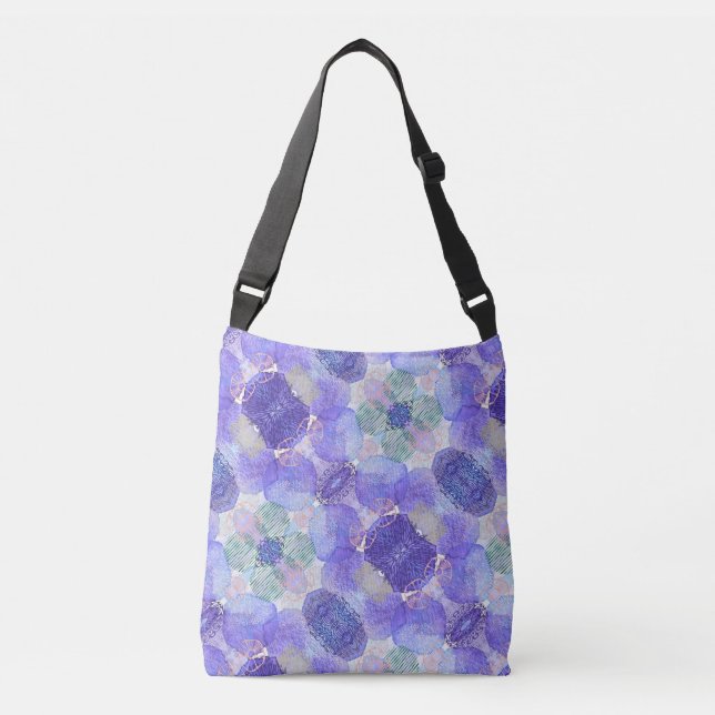 Bolsa Ajustável Lavanda roxo, abstrato verde floral (Frente)