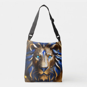 Bolsa Ajustável Leão Azul Safira e Dourado,