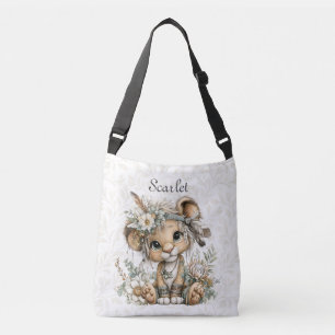 Bolsa Ajustável Leão Floral Fofo Aquarela