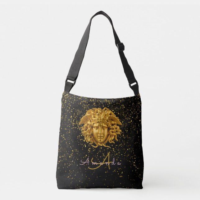 Bolsa Ajustável Leitura Dourada Negra Medusa Script Haute Couture (Frente)