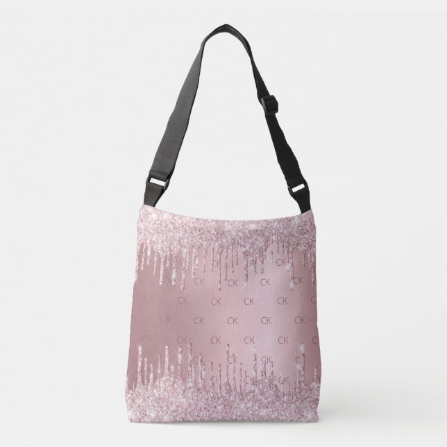 Bolsa Ajustável Lente rosa pincelada goteja monograma elegante (Frente)