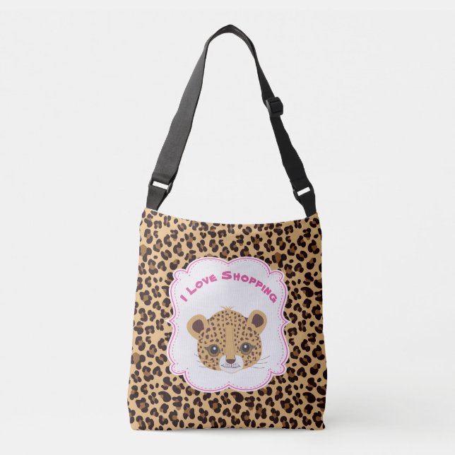 Bolsa Ajustável Leopard Print 'I Love Comprando' (Frente)