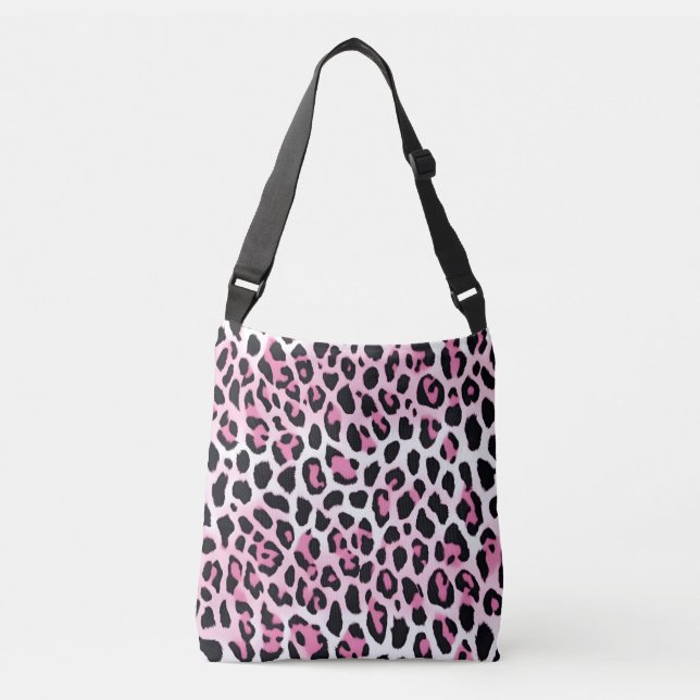 Bolsa Ajustável Leopardo, Cor-De-Rosa E Branco (Frente)