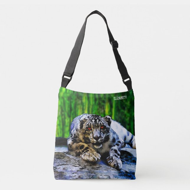 Bolsa Ajustável Leopardo de neve com tiragem vermelha dos olhos (Frente)