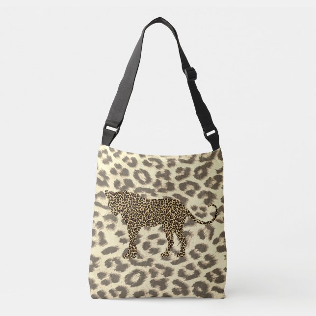 Bolsa Ajustável leopardo em saco de peles de leopardo falsa (Frente)