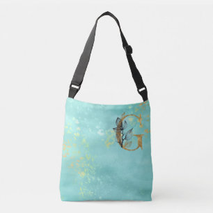 Bolsa Ajustável *~ LETRA G - Azul Turquoise Dourado monograma