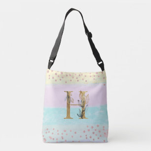 Bolsa Ajustável *~ LETRA H Monograma Cores Douradas de Pastel
