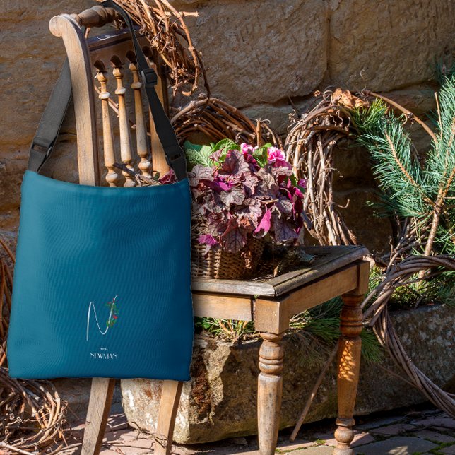 Bolsa Ajustável Letra monográfica aquosa N azul escuro enfermeiro (Criador carregado)