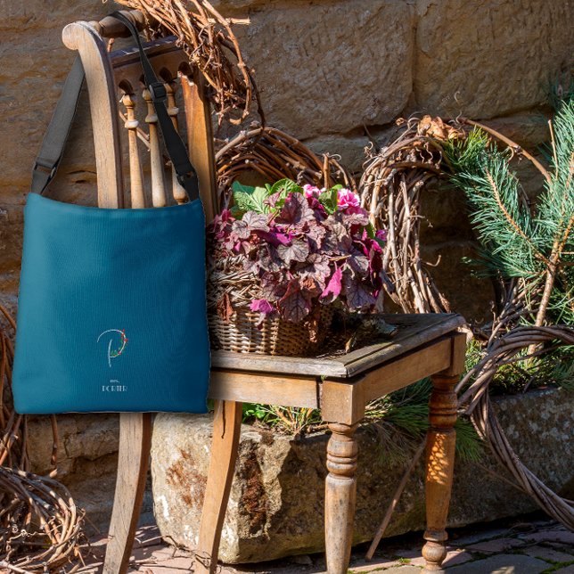 Bolsa Ajustável Letra monográfica aquosa P azul escuro enfermeiro (Criador carregado)