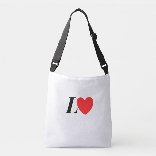 Bolsa Ajustável Letter L Heart - Valentine Initial Love Design (Frente)