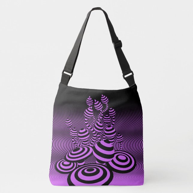Bolsa Ajustável Lge Cross Body bag Magic Mushroom design óptico. (Frente)